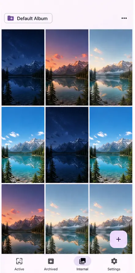 MiraFolio Private Album grid on Android