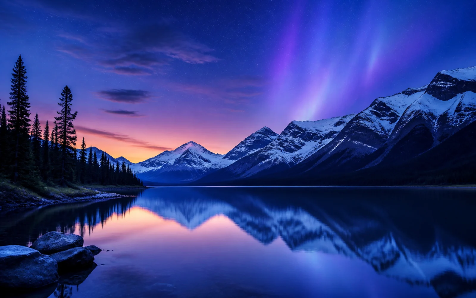 An aurora mountain wallpaper displayed by MiraFolio for Windows